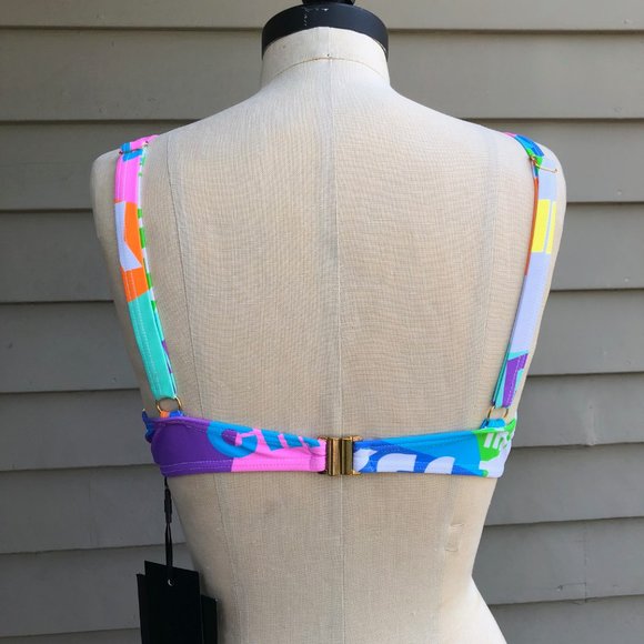 NEW NWT Cynthia Rowley Lola Good Vibes Graphic Bikini Top Bra Bralette Medium - Picture 9 of 15